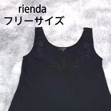 rienda 슬리브리스 탑 레이스 자수 블랙 프리 사이즈