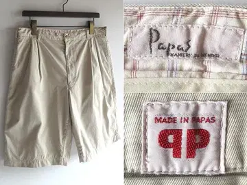 Papas 로고 와펜 치노 턱 숏팬츠 52/LL 베이지