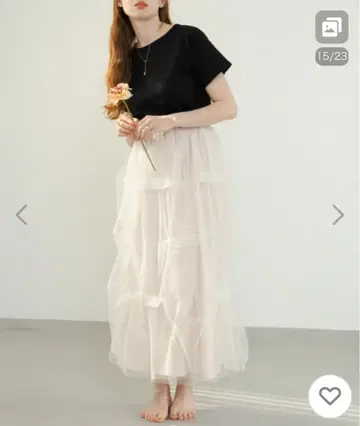 hinari 튤 턱 스커트 아이보리 S