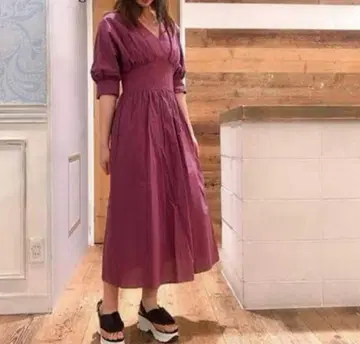 snidel 스나이델 카슈쿨 허리 마크 원피스 보라색 원피스