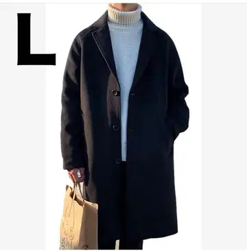 롱 코트 트렌치코트 체스터 코트 아우터 두꺼운 원단 방한 블랙 L