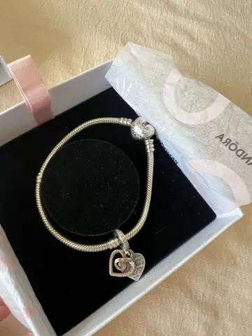 Pandora 하트 참 팔찌 약 19cm
