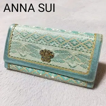 ANNA SUI 장지갑 민트 그린 파피용 가마구치 레이스 대용량