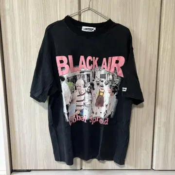 Black Air 반팔 밴딩 티셔츠 블랙 구제 의류 지하인