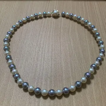 진주 목걸이 화이트 그레이 약 40cm