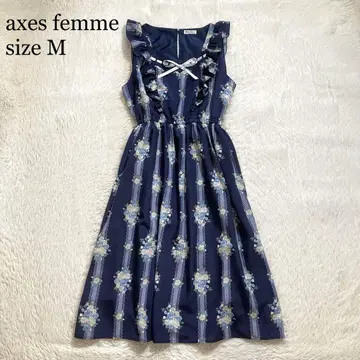 컨디션 최상 axes femme 개더 원피스 프릴 리본 롱 꽃무늬