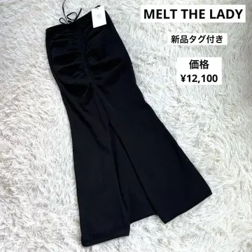새상품 Melt the Lady 블랙 롱 스커트 개더 슬릿