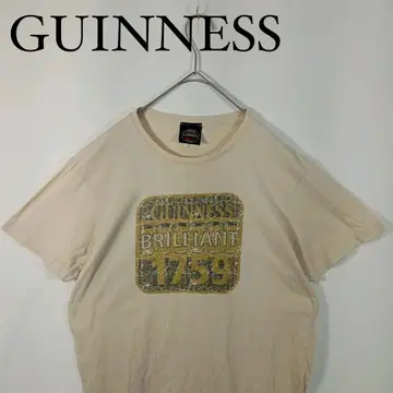 GUINNESS 프린트 티셔츠 베이지 기네스 맥주 L 기업 티셔츠