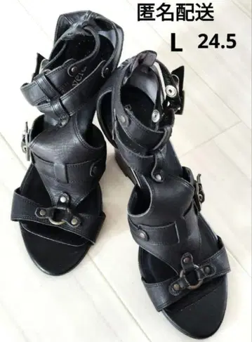 익명 배송 verdura 스트랩 샌들 웨지솔 블랙 L