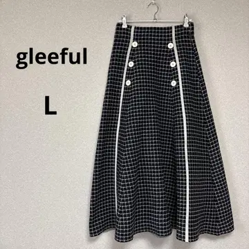 gleeful 여성용 롱 플레어 스커트 니트 블랙 사이즈 L