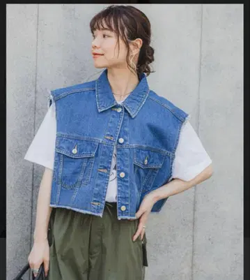 미사용 새상품 RAGEBLUE 숏 데님 베스트