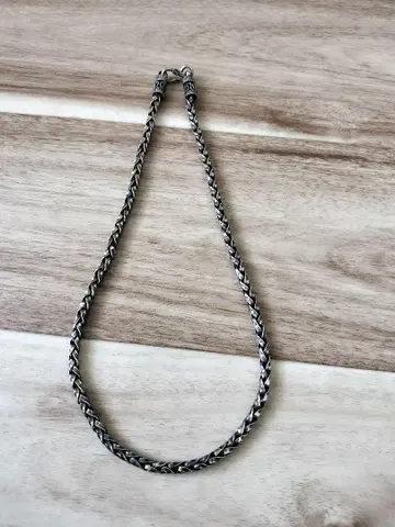 미사용 새상품 실버 928 스네이크 체인 뜨개질 목걸이 45cm