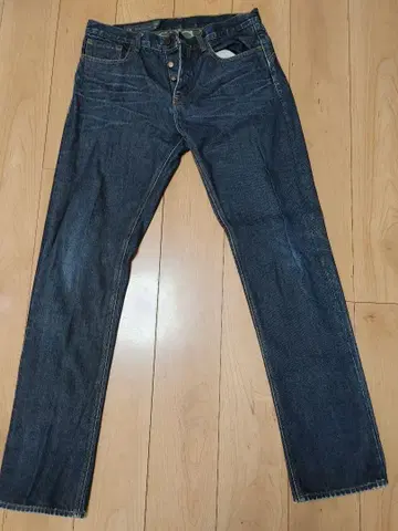 다크 블루 스트레이트 데님 팬츠