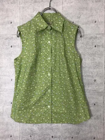 L.L.Bean 90년대 구제 의류 리버티 미니 꽃무늬 슬리브리스 셔츠