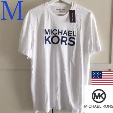 레어 새상품 마이클코어스 티셔츠 USA 남성용 로고 M 화이트