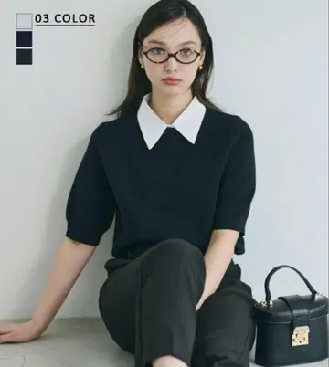 basement online 카라 부착 반팔 니트
