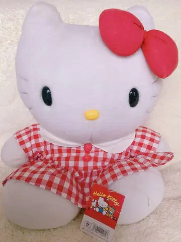 산리오 레어 레트로 키티 원피스 드레스 봉제 인형 LL 특대형 90년대