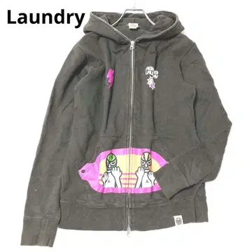 Laundry 집업 후드티 상의 겉옷 마스크맨 앞뒤 프린트