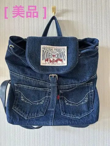 [새상품급] RODEO CROWNS 데님 백팩 블루