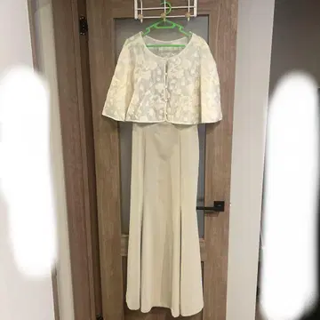 아이보리 쉬폰 롱 드레스와 볼레로 세트