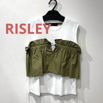 RISLEY 프릴 컷 티셔츠 카키