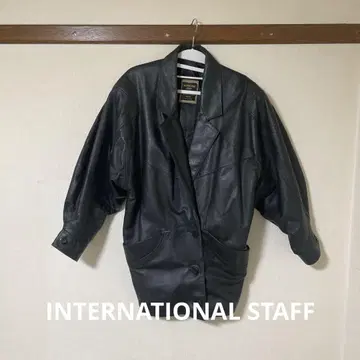 INTERNATIONAL STAFF 블랙 가죽 자켓