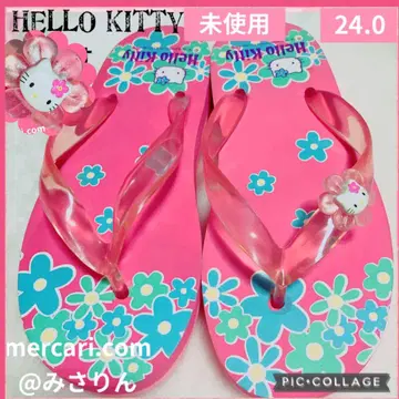 미사용 헬로키티 샌들 카오하나 비즈 여성용 24 레어 레트로