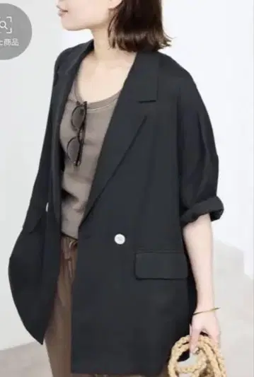 SLOBE IENA 린넨 레이온 하프 슬리브 자켓