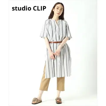 studio CLIP 원피스 셔츠 스트라이프 넉넉한 겉옷 봄/여름