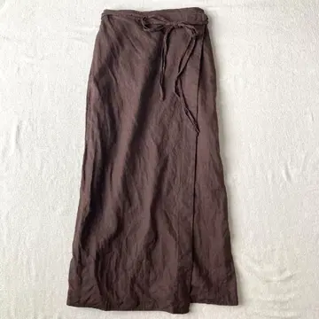 운모 앤 딜 세탁 가능한 린넨 100% 랩 스커트 38 일본제