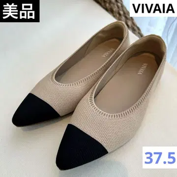 VIVAIA 포인티드 플랫 펌프스 37.5 베이지 X 블랙