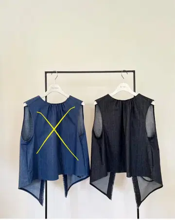 로지몬스터 ribbon denim vest 새상품 택 포함