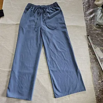 NAVY. 블루 그레이 와이드 팬츠 사이드 포켓 부착 사이즈 L
