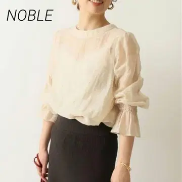 NOBLE 노블 소매 개더 블라우스 시스루