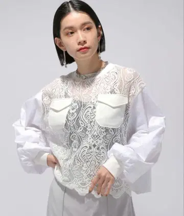 하레 레이스 절개 티셔츠(HARE) 화이트