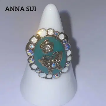 안나수이 ANNA SUI 반지 장미 나비 프리 사이즈 그린 새상품급