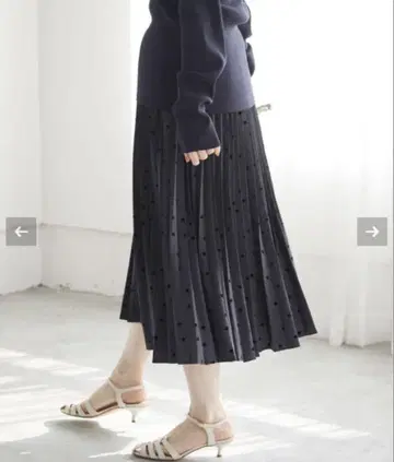 이에나 랜덤 도트 플리츠 스커트 네이비 36