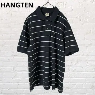 HANGTEN 한텐 반팔 피케 셔츠 보더 블랙 L 구제 의류
