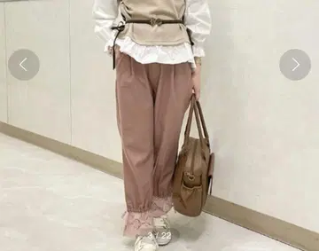 Axes Femme 올드 핑크 레이스 밑단 팬츠