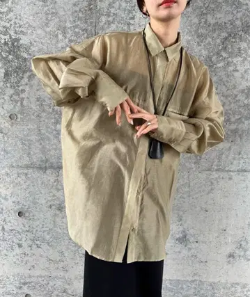 시어 오버 사이즈 셔츠 카키