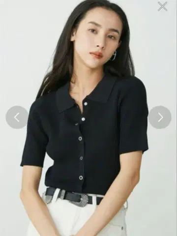 EVRIS 블랙 반팔 피케 셔츠
