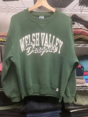 Russell Athletic 90s M 그린 그린 박스 실루엣