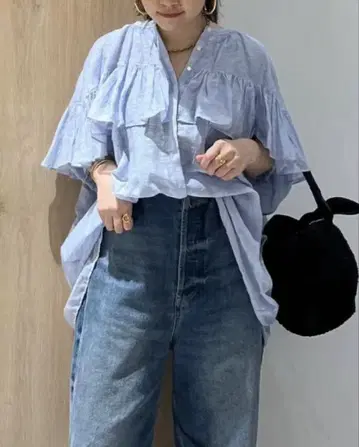 [ 새상품급 ] 캘런솔로지 린넨 블렌드 시어 블라우스