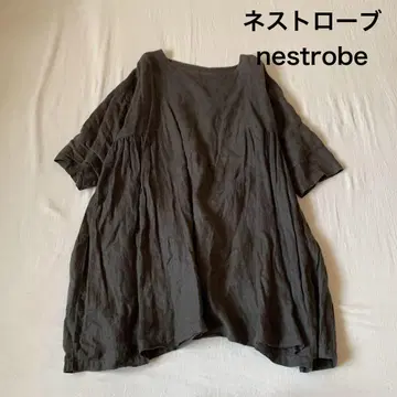 네스트로브 nestrobe 린넨 올리브 반팔 튜닉 5부 소매