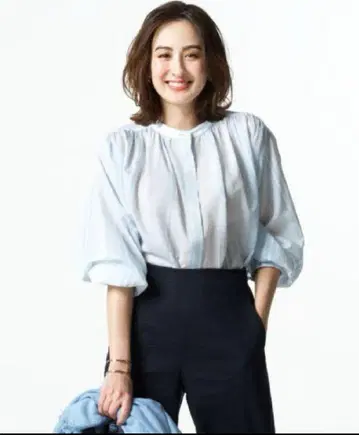 23구 실크 코튼 스트라이프 블라우스