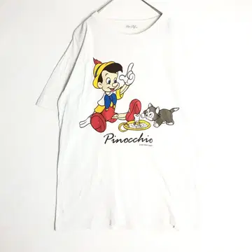 3505 90년대 싱글 스티치 디즈니 피노키오 티셔츠 화이트