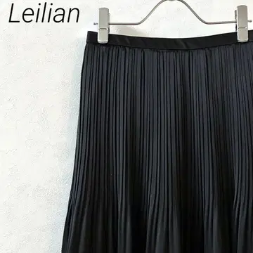 Leilian 미디 스커트 플리츠 플레어 심플 안감 부착 큐프라