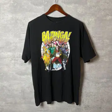 빅뱅 띠어리 티셔츠 BAZINGA! 히어로풍 디자인 XL 블랙