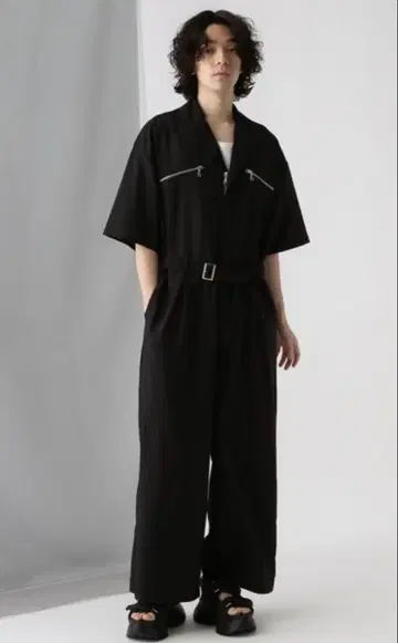 HARE ZIP 점프 수트/SS 블랙
