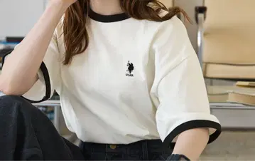 미사용 새상품 U.S. POLO ASSN. 원포인트 반팔 링거 티셔츠